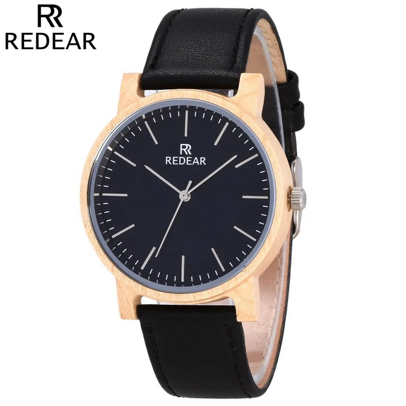 REDEAR повседневные мужские деревянные часы кварцевые бамбуковые современные