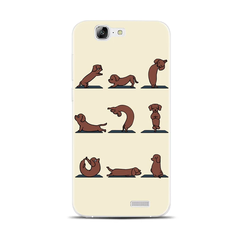 H440 Cute Yoga Animals Cats Dogs Transparent Hard Thin Skin Case Cover For Huawei P8 P9 P10 Lite Plus 2017 Honor 8 9 6X |