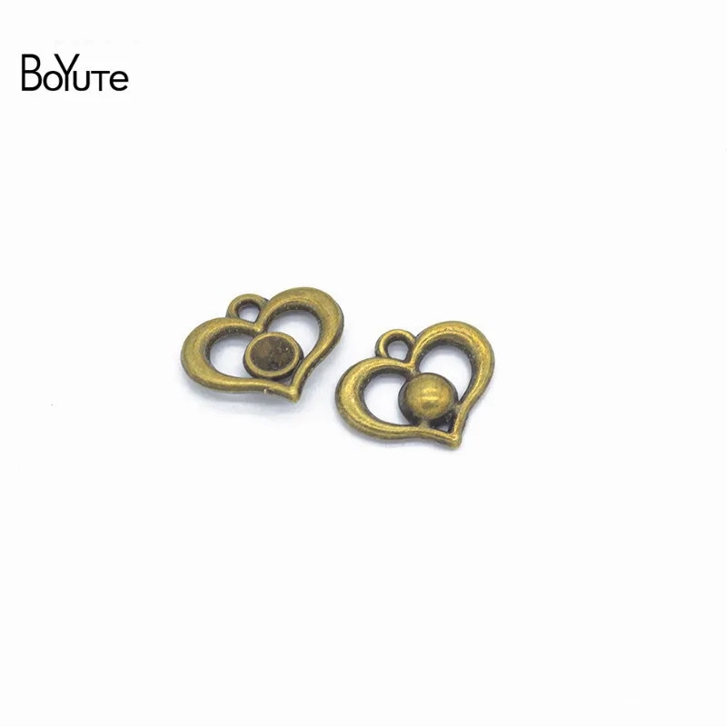 BoYuTe(100 шт./лот) металлический сплав подвеска в форме сердца Diy ручной работы аксессуары для изготовления ювелирных изделий - Окраска металла: 16x13MM-2MM Hole