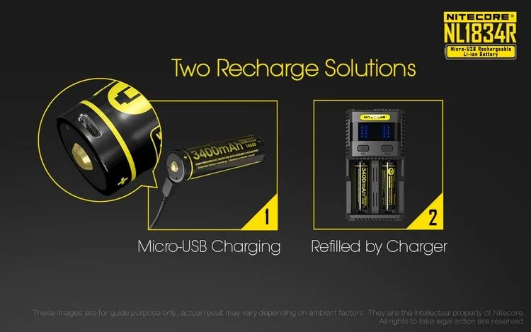 NITECORE NL1834R 3400 мАч Высокая Производительность микро-USB литий-ионная аккумуляторная батарея 12,24 Вт 3,6 В Кнопка Топ 18650 защищенный аккумулятор