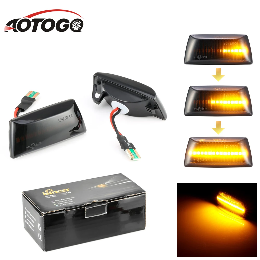2 шт. led лампа для авто габаритные огни динамический боковой маркер указатель