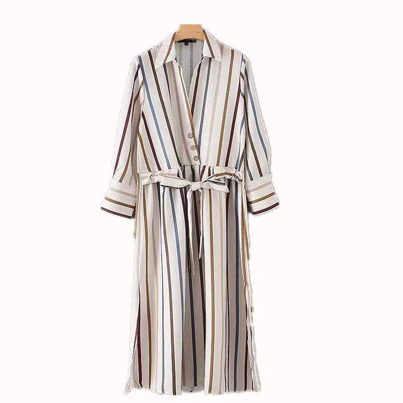 Женское элегантное Полосатое платье с бантом и поясом сексуальное офисное v