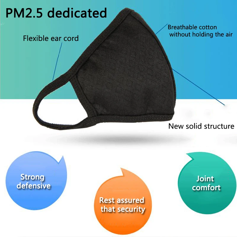 PM2.5 маска для рта, модная, однотонная, анти-Дымчатая, Пылезащитная маска, фильтр для носа, Ветрозащитная маска для лица, муфельная, для бактерий, гриппа, тканевая маска