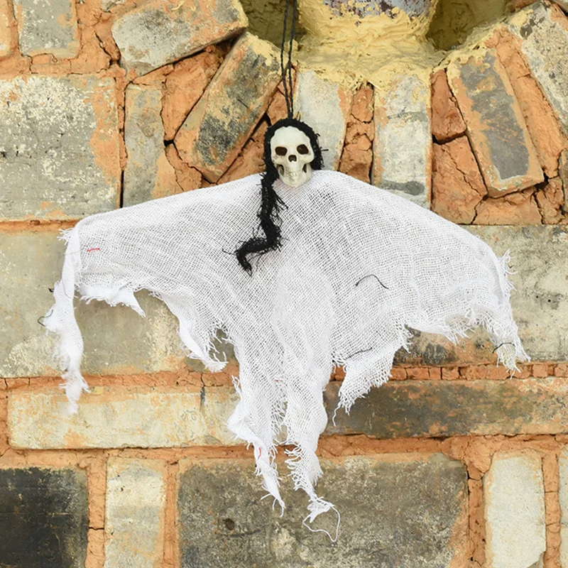 Хэллоуин реквизит ужасов маленький череп скелет висит страшные косы призрак