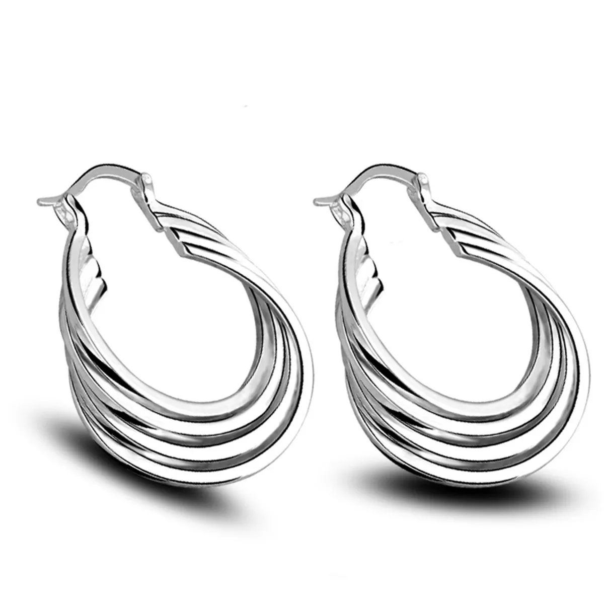 Женские серьги с серебряным покрытием четыре линии|earrings turquoise|earrings imitationearrings flat |