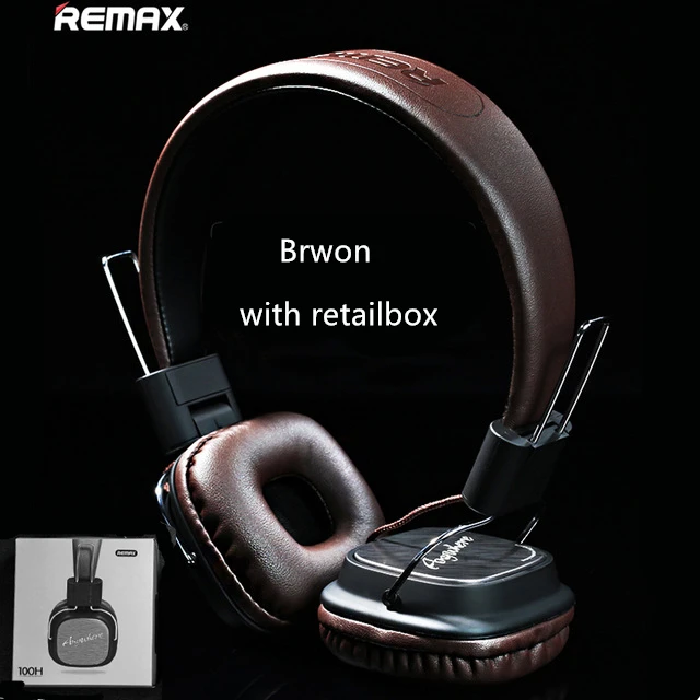 Remax Высокая совместимость HiFi Звук Наушники стерео музыка наушники с HD микрофон гарнитура повязка Тип Smart шумоподавление - Цвет: Brown With Box