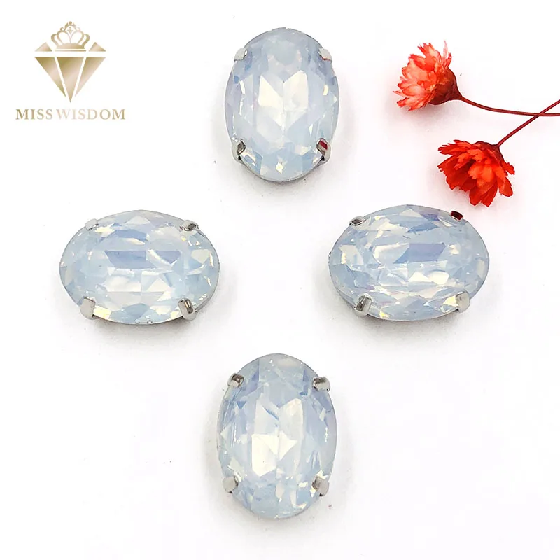 

Free shipping Matt White opal oval shape sew on rhinestones with claw flatback Resin loose rhinestones DIY garment Accessories