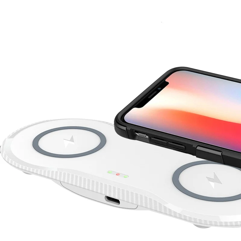 Беспроводное зарядное устройство с двойной панелью 10 Вт для iPhone X XS Max XR 8 Plus Samsung S8