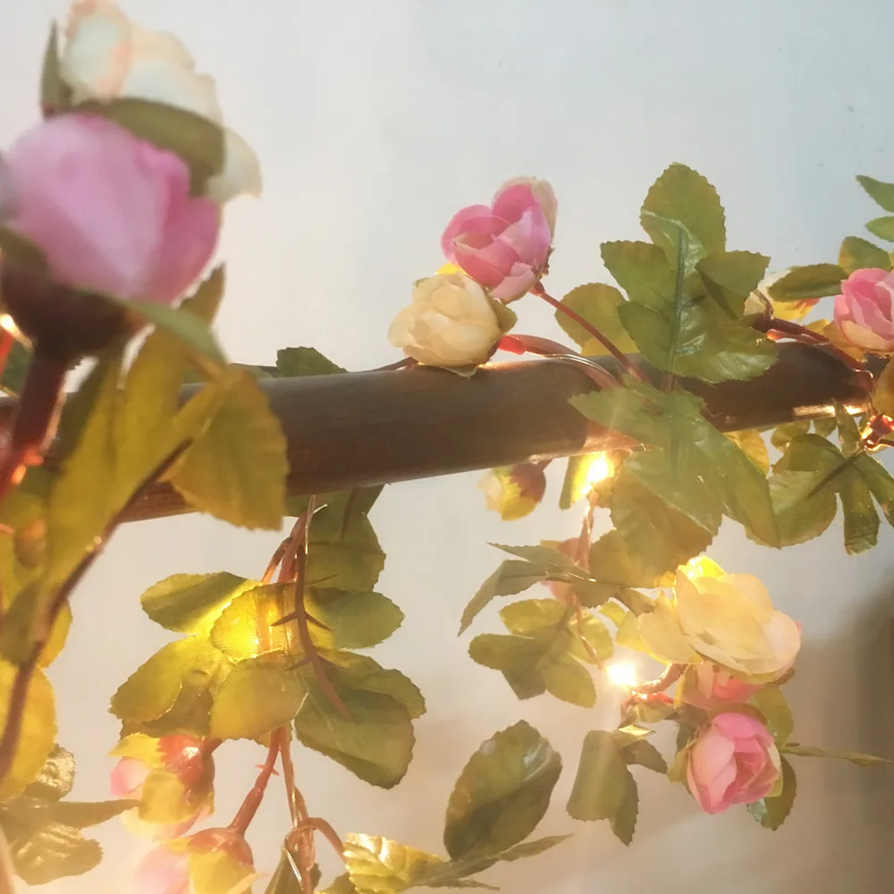 Светодиодная гирлянда с розовыми розами 2 м 25 светодиодов медная светодиодная на
