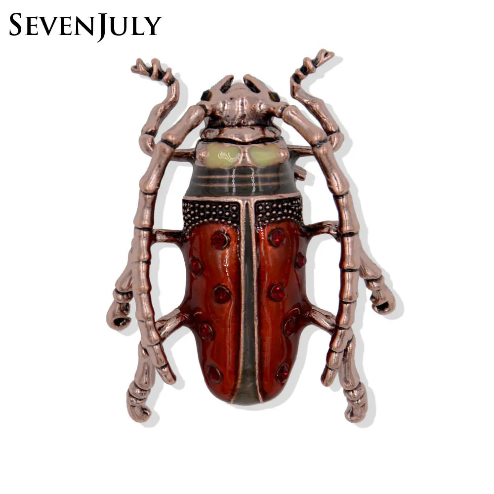 Реалистичная эмаль длинная рогатая брошь с жуком 3d металлическая насекомое