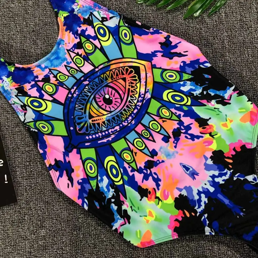 2018 купальник женский купальный костюм с принтом боди высоким вырезом и открытой