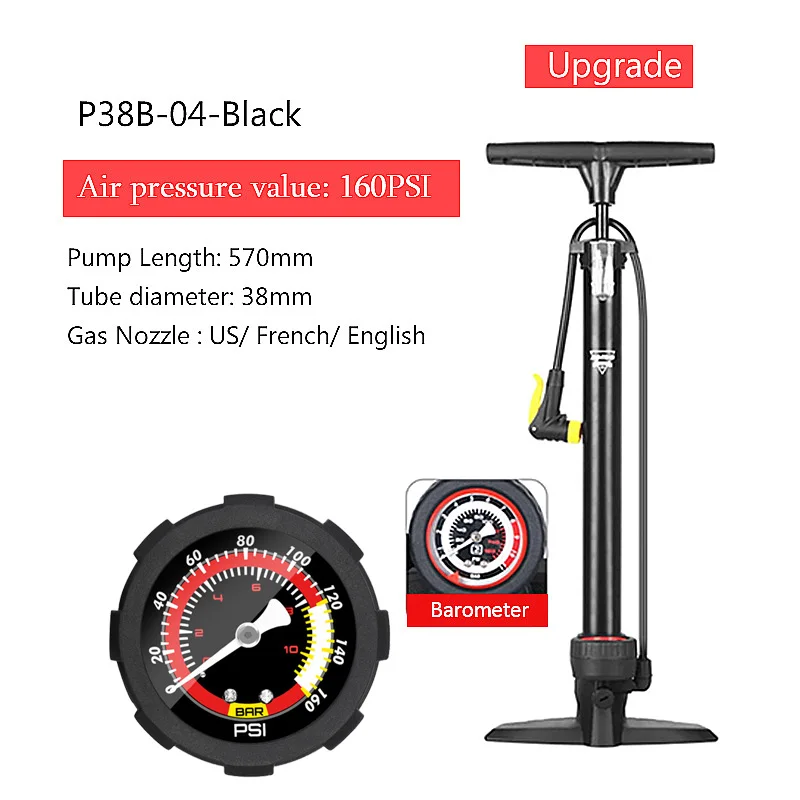 

Bike Pump Portable Cycling Air Pump Inflator High Pressure MTB Bomba Bicicleta Multi-functional Pumps With Gauge 170PSI