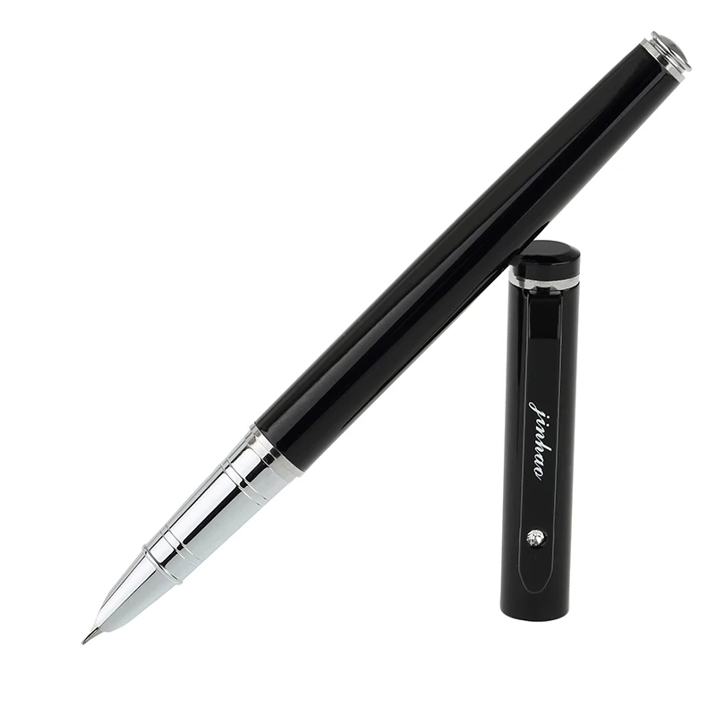 1 шт., перьевая ручка Jinhao, черная, Сверхтонкая, 0,38 мм, металлические, иридиевые ручки для студентов, ручки для письма, школьные принадлежности