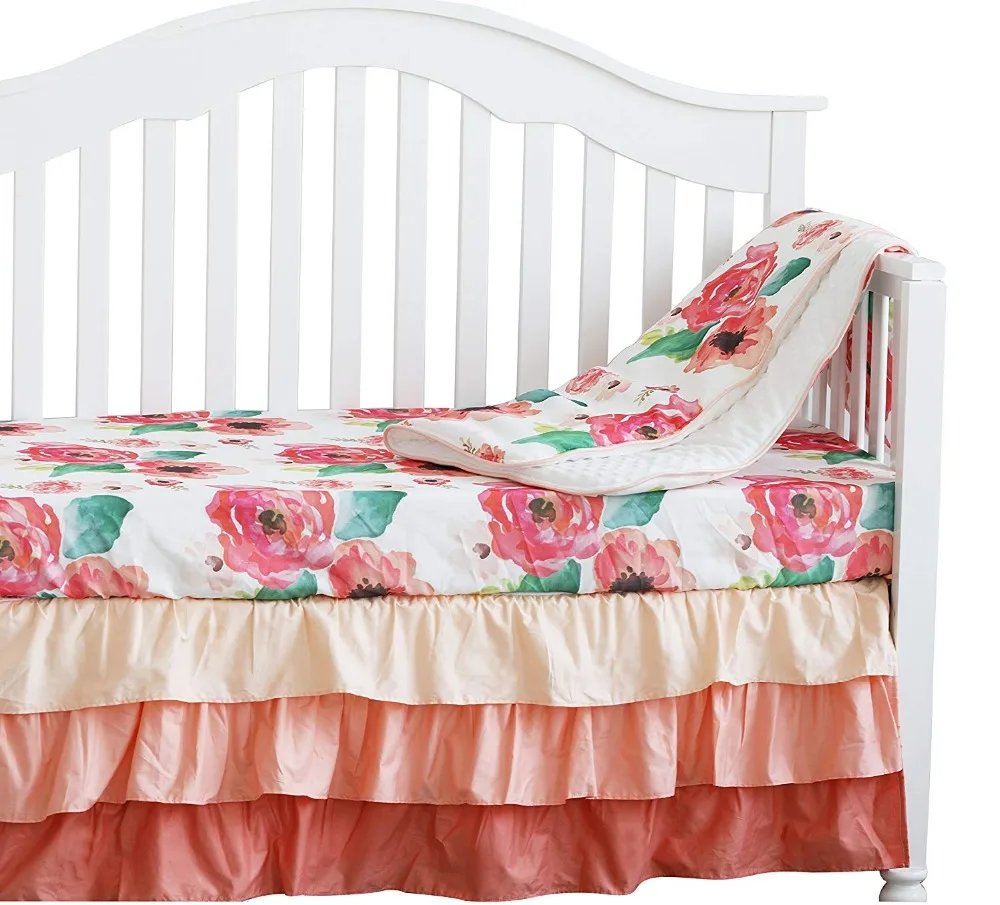 Комплект из 3 предметов Boho Цветочные Детские плюшевые одеяла с оборками