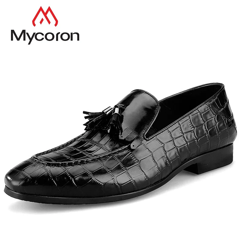 Mycoron 2018 Элитный бренд Для мужчин с бахромой из крокодиловой кожи кожаная мужская