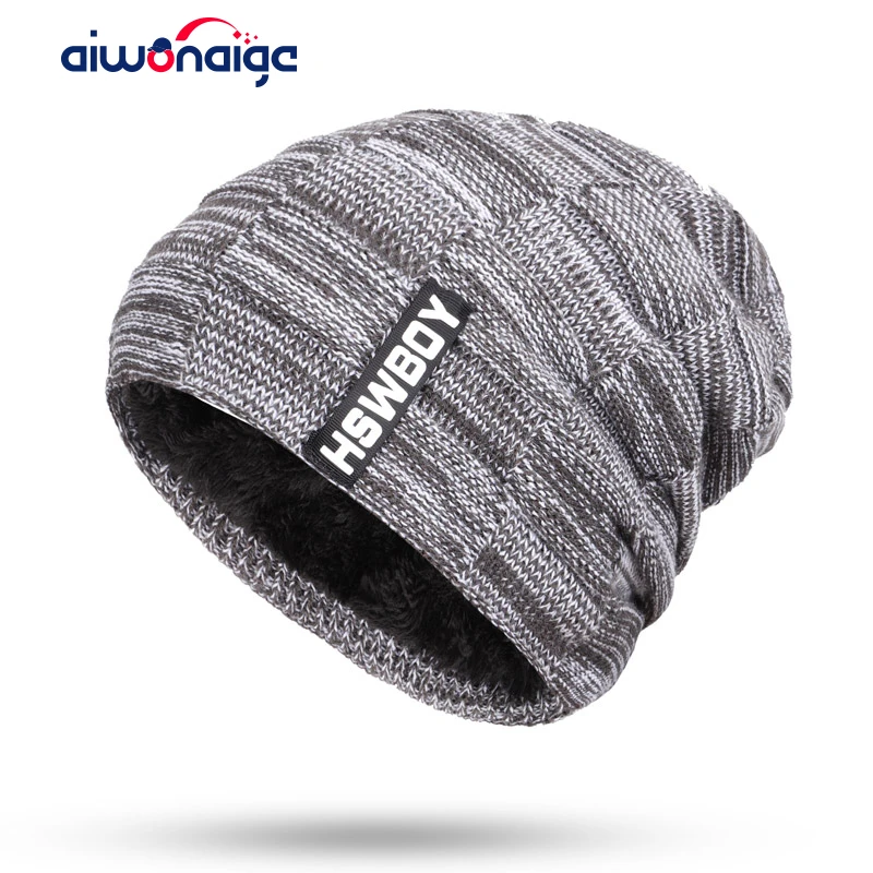 

2021 new winter thick warm men's fashion brand HSWBOY knit hat bean hat high quality winter elegant ladies plus velvet thick hat