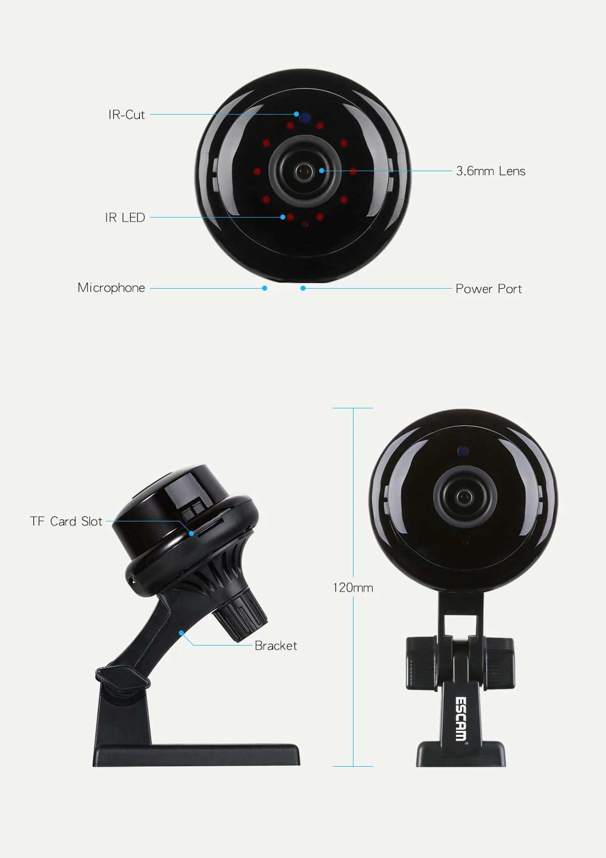 ESCAM YooSee Q6 2,0 M 1080P Кнопка мини беспроводная камера Поддержка Android IOS PC Просмотр детектор движения и электронная почта будильник до приложения