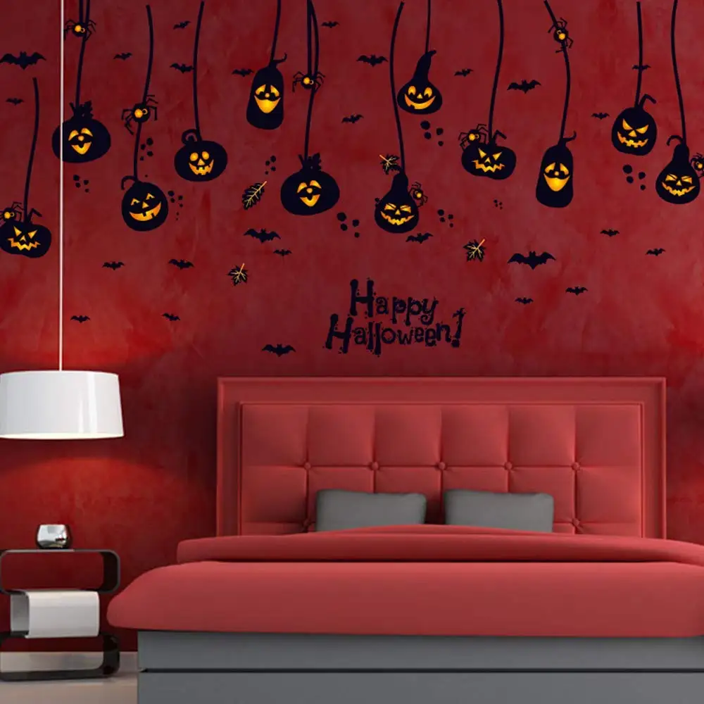 Хэллоуин Тыква стены стикеры Съемный DIY Room Decor наклейки окно цепляться фестиваль