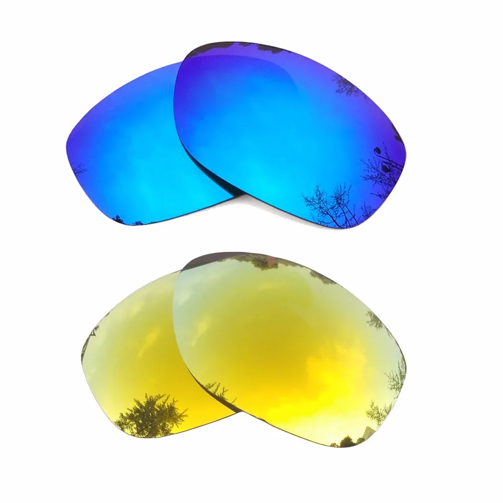 Ice Blue Mirrored & 24K Gold Mirrored Polarized Replacement Lenses for Pit Bull Frame 100% UVA & UVB