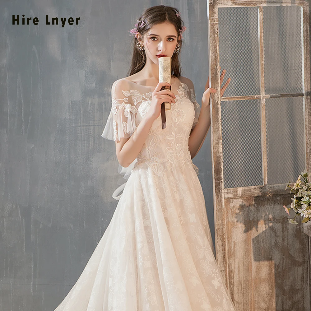 Vestido De Noiva Renda Short Sleeve Beading Lace Sheath Wedding Dresses Fashion Robe Sirene Mariage Bridal Gowns | Свадьбы и