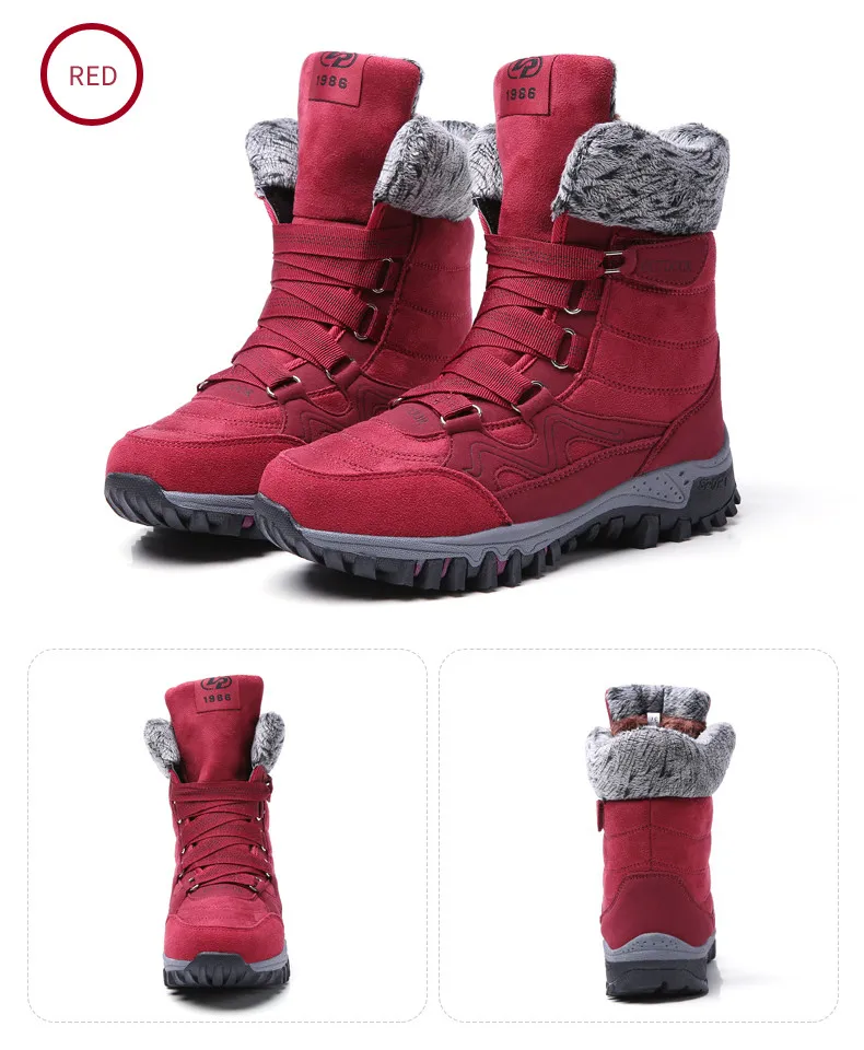 PINSEN/ г. Новые женские ботинки зимние ботинки из высококачественной кожи и замши женские теплые водонепроницаемые зимние ботинки на шнуровке Botas mujer