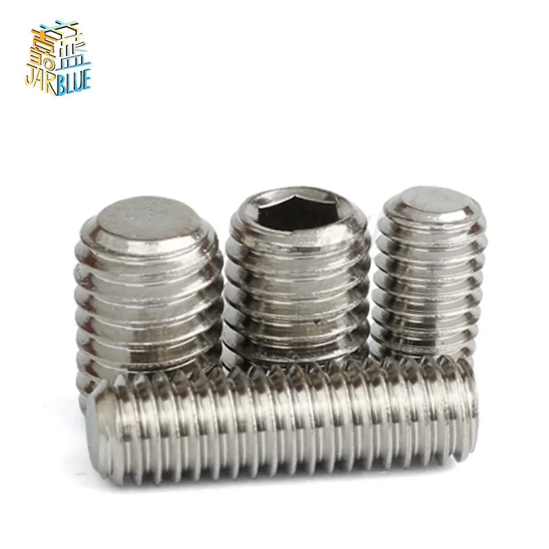 

50Pcs DIN913 M3 M4 M5 304 Stainless Steel Metric Thread Grub Screws Flat Point Hexagon Socket Set Screws Headless