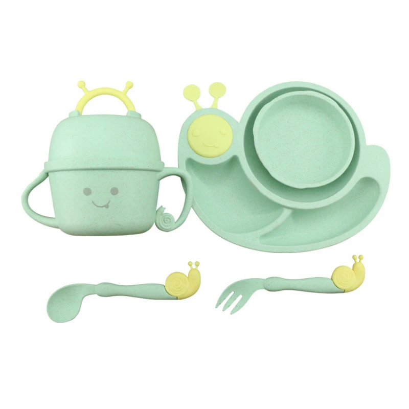 6pcs Children's Tableware Set Wheat Straw Food Feeding Dinnerware Cute Baby Dishes Kids Plate Training Spoon Fork Prato Infantil | Мать и