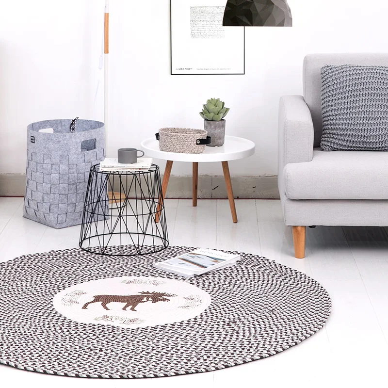American country Style Cotton circular carpet For bedroom Livingroom household tea table Rugs Anti-slip Soft Mats. | Дом и сад