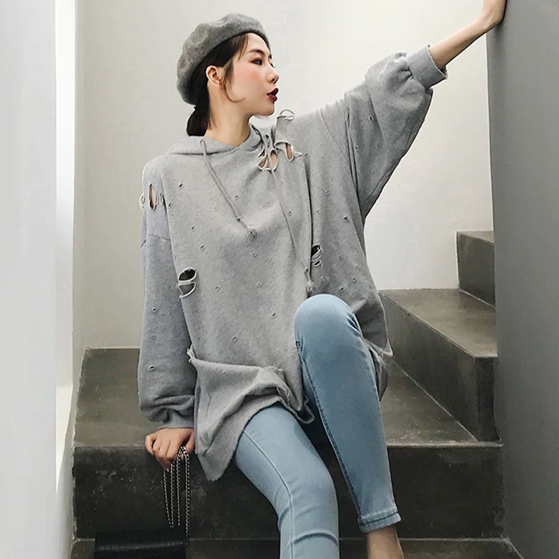 TWOTWINSTYLE Толстовка для Для женщин с капюшоном отверстие рукав &quotлетучая мышь&quot