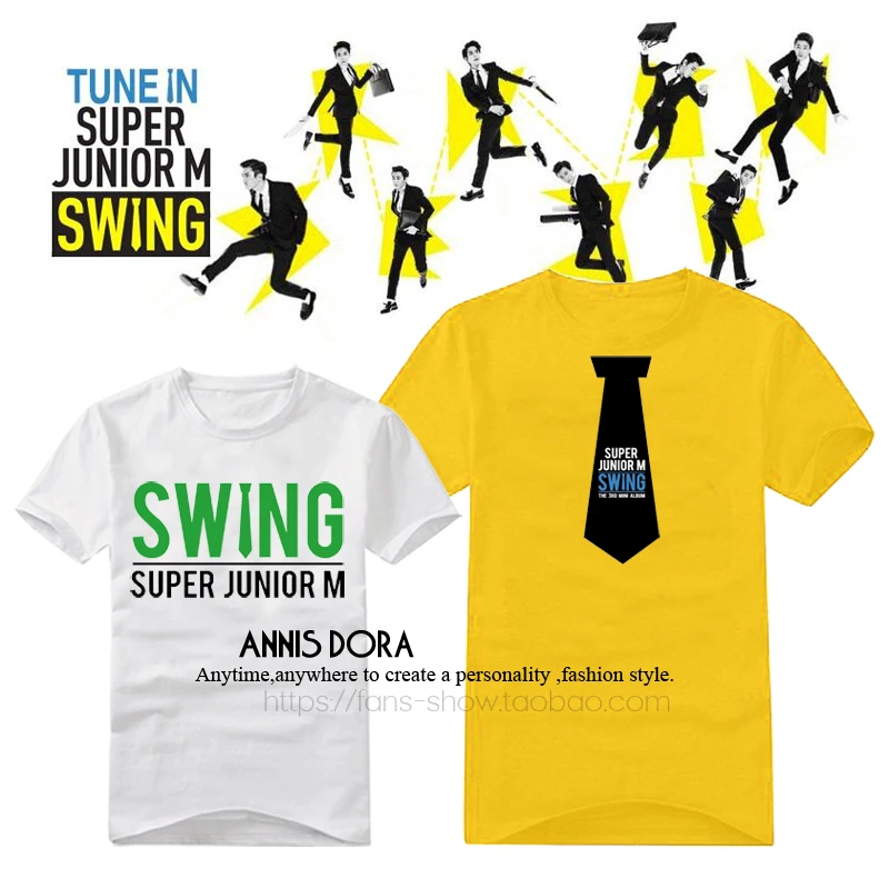 SUPER JUNIOR M The 3RD Mini Album SWING short sleeved T - shirt | Мужская одежда