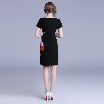 High Quality Luxury Embroidery Flowers Runway Dress Women 2018 Autumn Vintage Black Elegant Slim Bodycon Party | Женская одежда