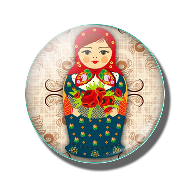 Мультяшная кукла с русским рукавом 25 мм круглая стеклянная кабошон русская