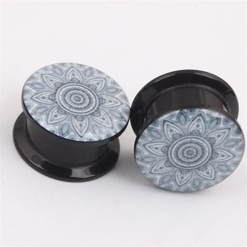 New Acrylic White Flowers Ear Gauges Plugs Tunnels Screw Fit Expansion Punk Stretched Sexy Body Piercing Jewelry | Украшения и