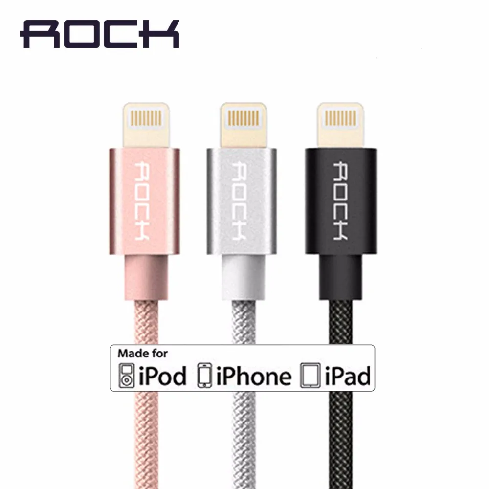 ROCK Metal MFI сертифицированный кабель Lightning USB для iPhone 5 SE 6 6s 7 plus iPad нейлоновая оплетка