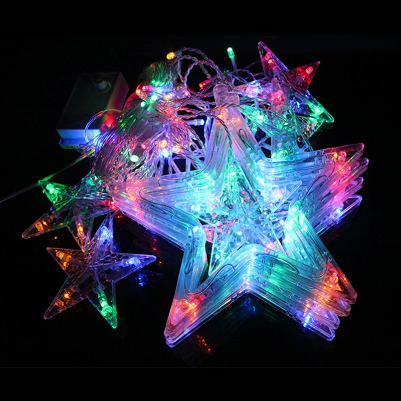 Christmas Lights AC110V-220V 2.5M Romantic Fairy Star LED Curtain String Lighting For Holiday Wedding Party Decoration | Лампы и