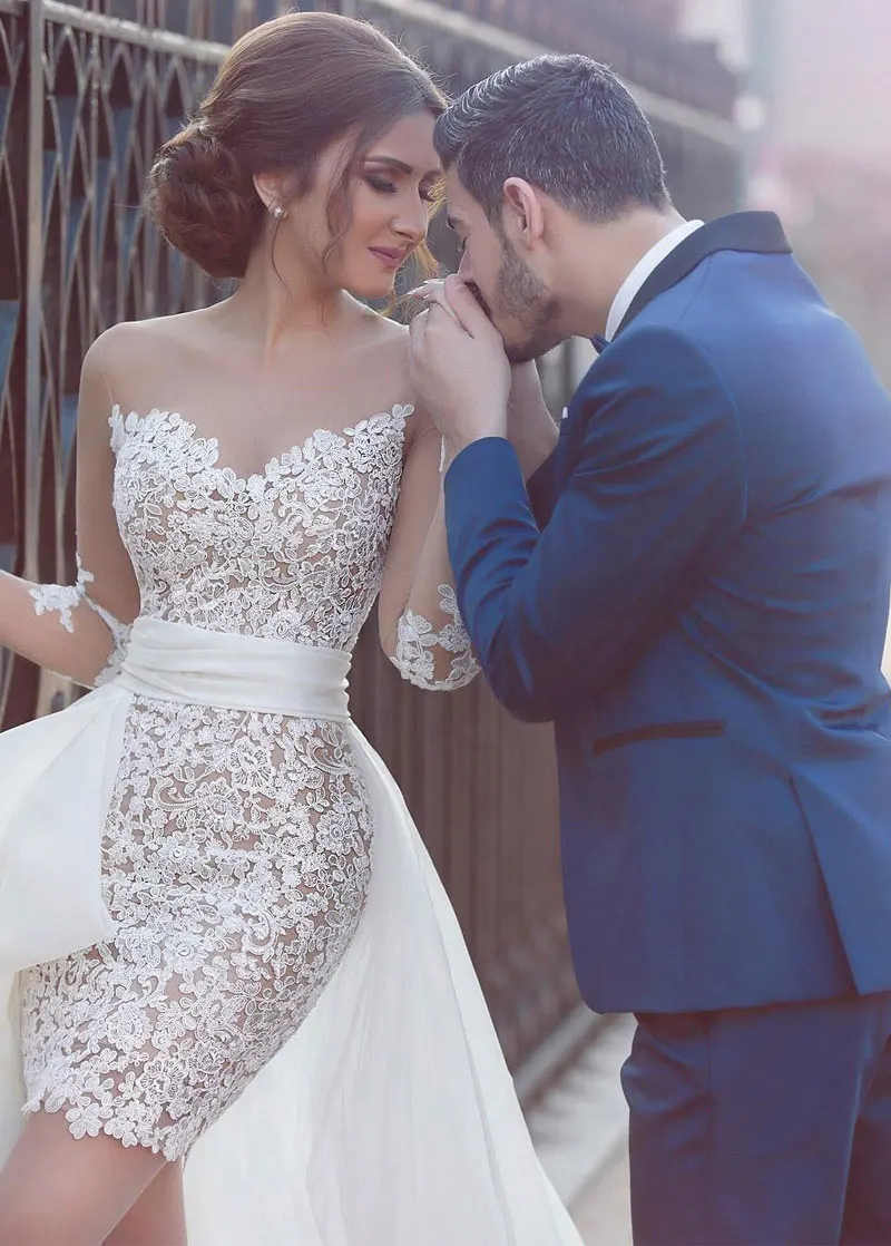 Свадебные платья из двух частей кружево тюль длинное свадебное платье Русалка с