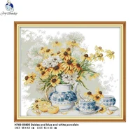 joy sunday daisies and blue and white porcelain pattern cross stitch kits diy handwork 14ct and 11ct for embroidery home decor