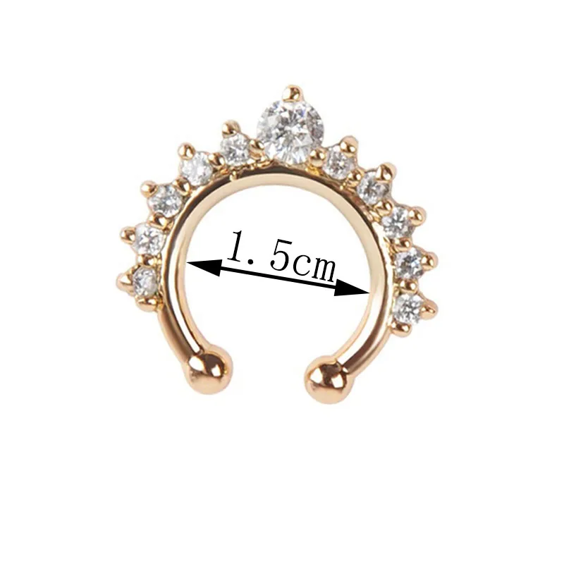 1 шт. кольцо в стиле панк готика с кристаллами для женщин зажим носа обруч