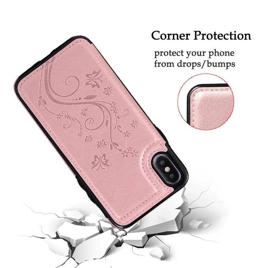 Держатель для карт, чехол-кошелек для iPhone X Xs Max Xr 7 8 6 6s Plus 5 5S Se, Роскошный Кожаный противоударный защитный чехол на магните