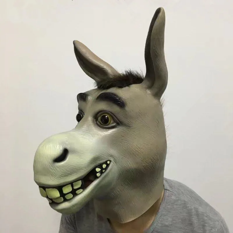 Маска для взрослых на все лицо лошадь Ослик голова латексная Хэллоуина косплея