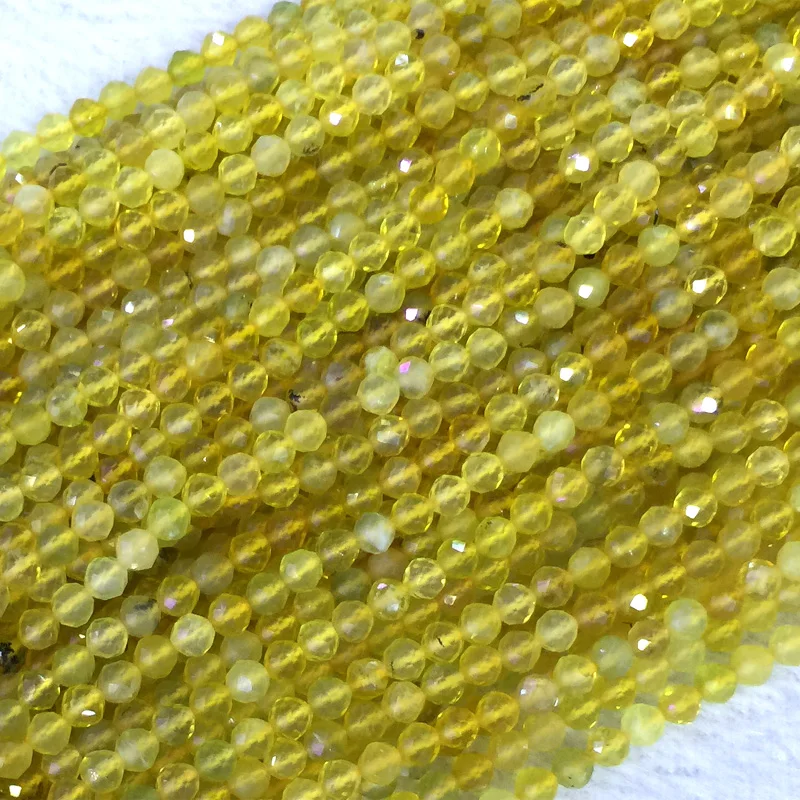 Natural Genuine Yellow Opal Faceted Small Round Loose Beads 2-4mm 15&quot 05406 | Украшения и аксессуары