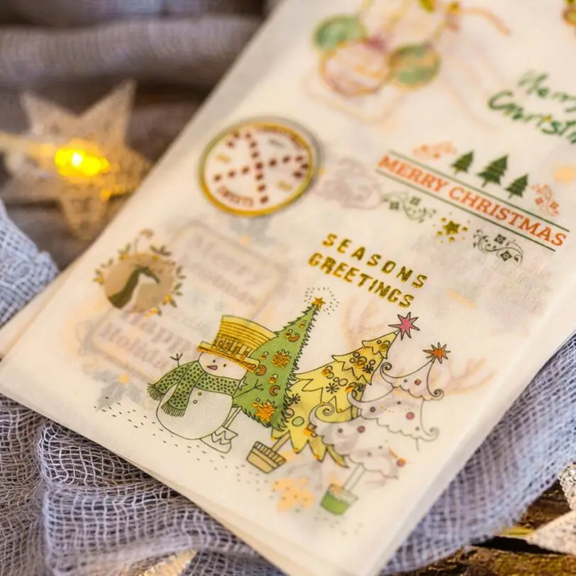 6 шт./лот Рождественская елка/Снеговик/Санта Клаус украшение позолота бумажная