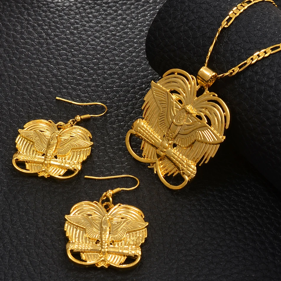 Anniyo цвета золота райская птица кулон ожерелья для женщин Папуа Новой Гвинее Jewelry