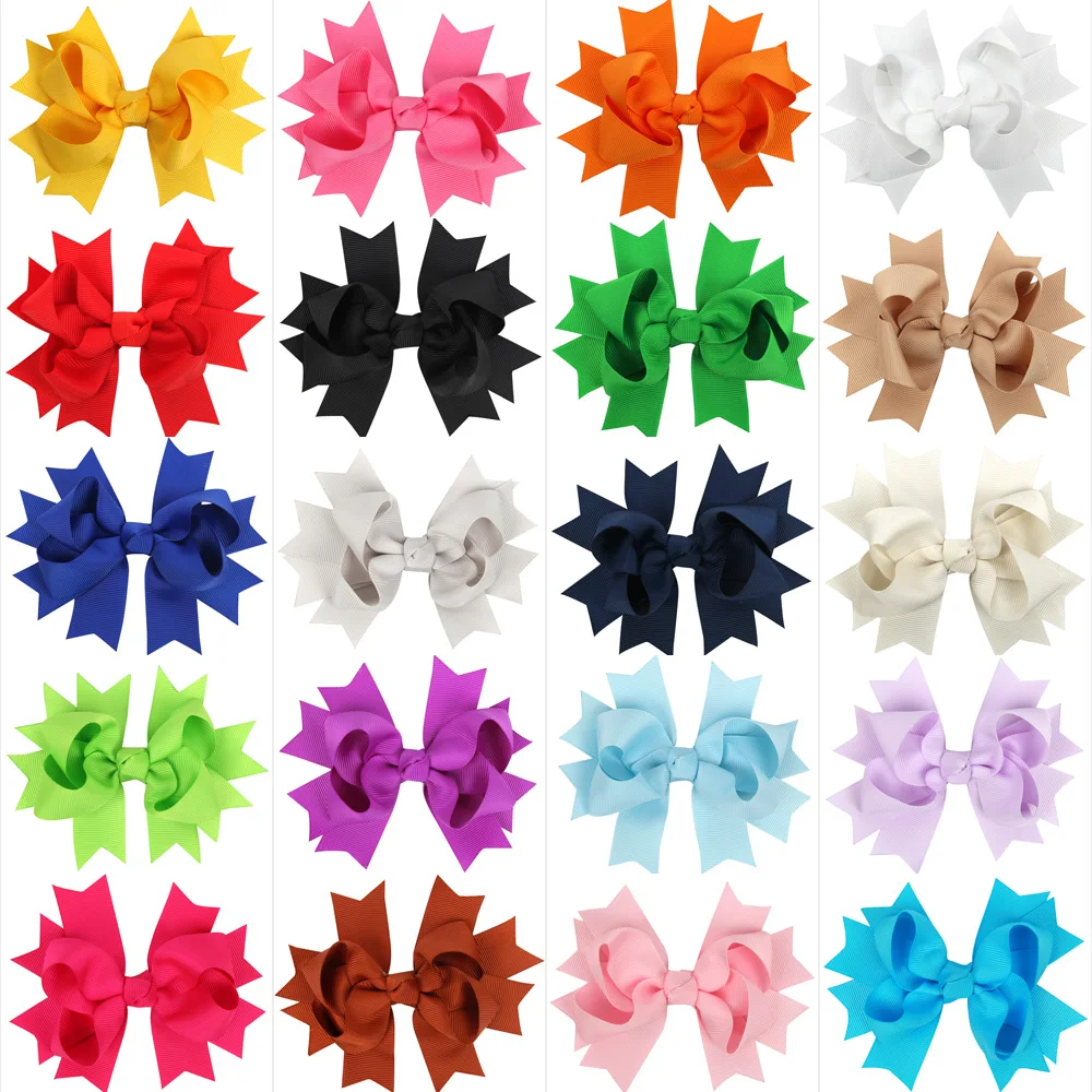 

5inch 12cm Solid Grosgrain Ribbon Double-Deck JOJO Bow With Clip Swallow Tail Double Layers Candy Color Hair Bows