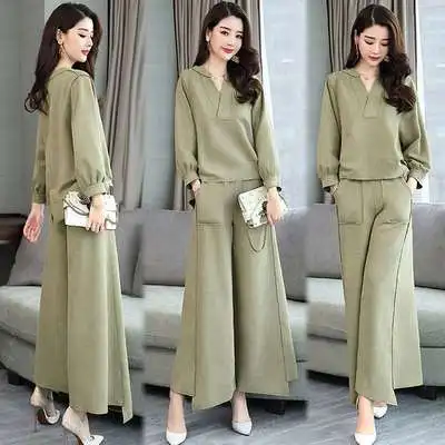 Женский комплект из двух предметов Повседневная Свободная рубашка с v образным