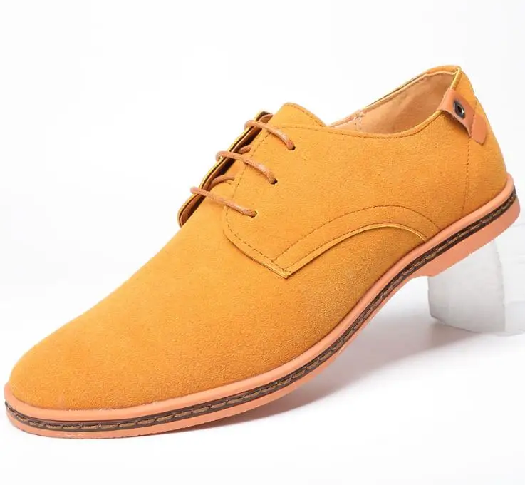 yellow shoes UPUPER/Мужская обувь из коровьей замши; коллекция года; модная мужская повседневная обувь; недорогие оксфорды для студентов; Цвет Черный; большие размеры 38-48 - Цвет: yellow shoes