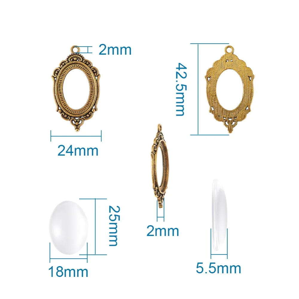 5Set Cabochon Base Setting Charms Pendant Bezel Settings Fit Cameo and Clear Glass Cabochons for Jewelry DIY | Украшения и