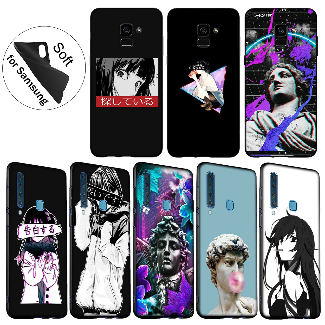 LEWD Sad японский аниме Эстетическая статуя мягкий чехол для Samsung Galaxy A6 A9 A8 A7 2018 A3 A5 2016