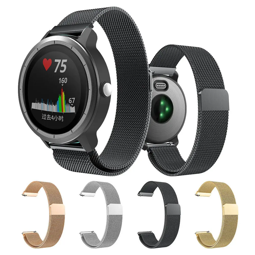 Магнитный 20 мм металлический ремешок из нержавеющей стали для Garmin Vivoactive3 3 Vivomove HR, умный Браслет для Forerunner 645, ремешок для браслета