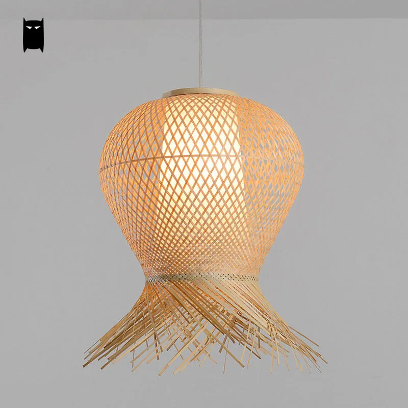 Бамбуковый Плетеный подвесной светильник из ротанга Азия деревенский японский